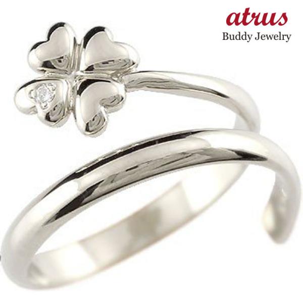 クローバー キュービックジルコニア リング 指輪 四葉 シルバー