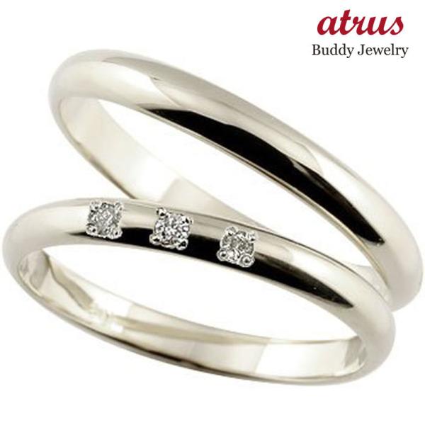 ストレート ダイヤ マリッジリング 甲丸 ブライダルアクセサリー 結婚指輪 ペアリング ダイヤモンド ホワイトゴールドk18 ペアリング 結婚式 18金 公式の ダイヤ カップル メンズ レディース 宝石 送料無料 wj ジュエリー工房アトラス