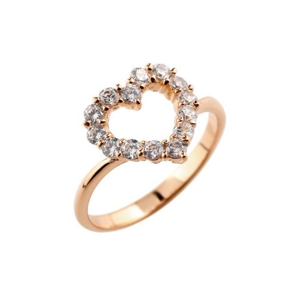 婚約指輪 18金 エンゲージリング ダイヤモンド ピンキーリング ダイヤリング ダイヤリング ピンクゴールドk18 レディース 指輪 パヴェリング レディース オープンハート 18金 ダイヤ 女性 ge ジュエリー工房アトラス