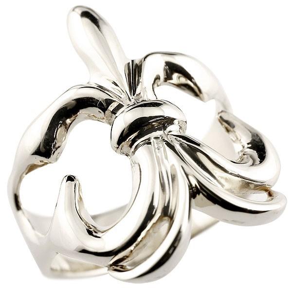 メンズ シルバーリング ユリの紋章 幅広 指輪 ピンキーリング 地金