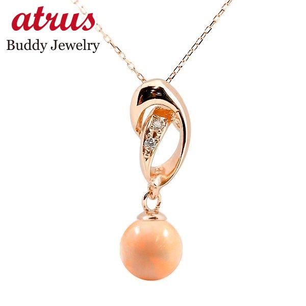 誕生石 珊瑚 コーラル サンゴ ネックレス トップ ピンクゴールドk18  