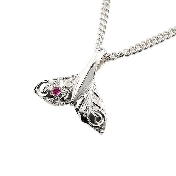 ハワイアンジュエリー 喜平用 キヘイ 鯨 メンズホエールテール クジラ 鯨 K18 ルビー キヘイ ネックレス ホワイトゴールド ペンダント 天然石 7月誕生石 K18 18金 宝石