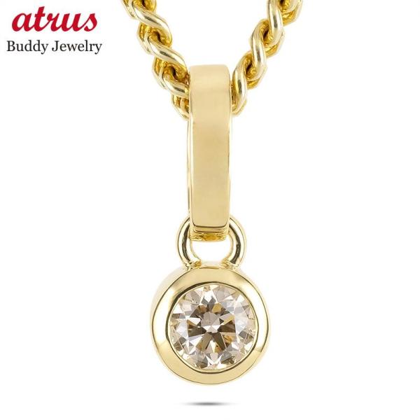 18金 ネックレス ペンダントトップ 喜平 トップ メンズ ゴールド 18k ダイヤ 一粒 ブラウンダイヤモンド 0.5ct k18 キヘイ チェーン あすつく 送料無料 sale