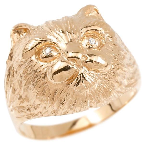 ジュエリー工房アトラス リング ダイヤモンド 猫 ピンクゴールドk18