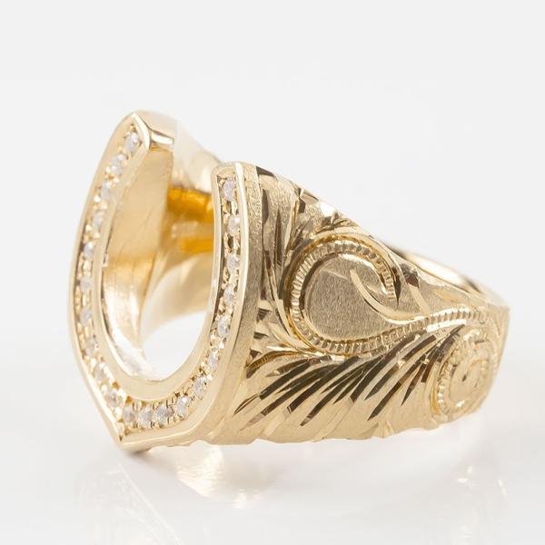 18金 リング メンズ ゴールド ダイヤモンド 指輪 幅広 18k 指輪 ピンクゴールドk18 ハワイアンジュエリー 18k ダイヤ 馬蹄 ホースシュー ピンキーリング 男性 幅広 送料無料 dgm ジュエリー工房アトラス