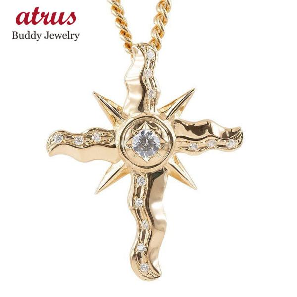 18金 ネックレス 喜平用 メンズ ゴールド トップ 喜平用 ダイヤモンド 太陽 クロス ペンダントトップ 太陽 ゴールド 18k ピンクゴールドk18 十字架 チェーン キヘイ 送料無料 dgmba ジュエリー工房アトラス