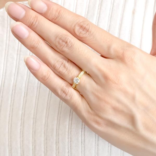 婚約指輪 18金 安い 18金 リング ゴールド レディース レディース ダイヤモンド ミル打ち エンゲージリング ダイヤ 指輪 ピンキーリング ミル打ち イエローゴールドk18 女性 送料無料 dye ジュエリー工房アトラス