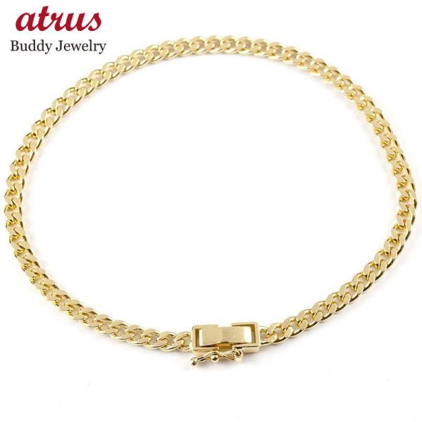 造幣局検定刻印付 18金 喜平 ブレスレット メンズ 2面カット 18cm