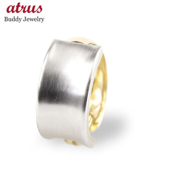 プラチナ 18金 イヤーカフ 片耳 メンズ ピアリング イヤリング リバーシブル ゴールド 18k コンビ 地金 ノンホールピアス あすつく 送料無料 セール sale