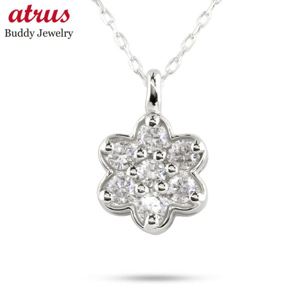 プラチナ ネックレス ダイヤモンド 花 レディース pt900 トップ アズキチェーン フラワー ダイヤ プラスミミ 女性 あすつく 送料無料 セール sale