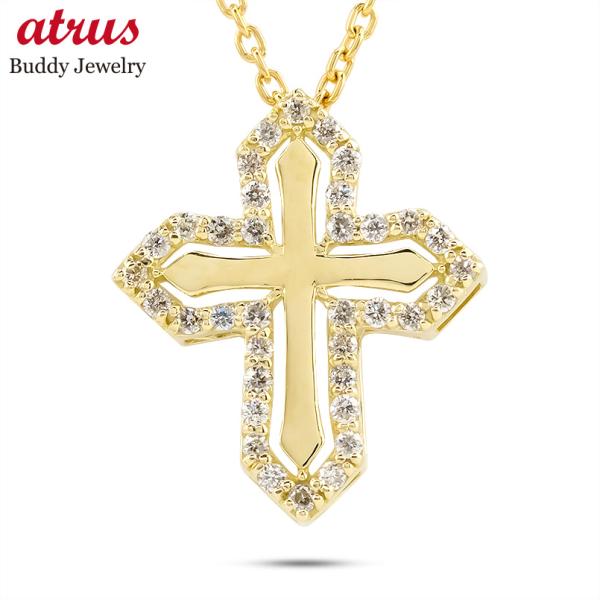 18金 ネックレス トップ メンズ クロス ダイヤモンド ゴールド イエローゴールドk18 18k ペンダント シンプル 男性 人気 十字架 送料無料 セール 爆買