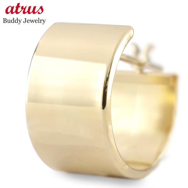 18金 フープピアス メンズ 片耳 ピアス ゴールド 18k 幅広 大ぶり 普段使い イエローゴールドk18 シンプル おしゃれ 人気 あすつく 送料無料 セール sale