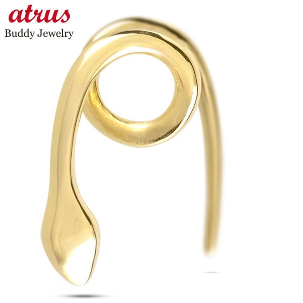 18金 蛇 ピアス 15G 片耳 レディース ゴールド 18k つけっぱなし 簡単装着 へび ヘビ キャッチのいらないピアス キャッチナッシャー 巳年 送料無料 セール sale