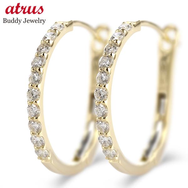 18金 フープピアス ダイヤモンド 0.5ct 大きめ レディース ゴールド 18k 中折れ式 貫通式 フープ 大ぶり シンプル おしゃれ あすつく 送料無料 セール sale