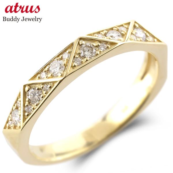 18金 リング ダイヤモンド 0.25ct レディース 太め 指輪 ゴールド 18K トライアングル ピンキーリング 婚約指輪 シンプル 送料無料 セール 爆買