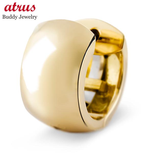 18金 フープピアス 片耳 メンズ 幅広 太め 中折れ式 ゴールド 18k ピアス イエローゴールドk18 シンプル 人気 おしゃれ あすつく 送料無料 セール sale