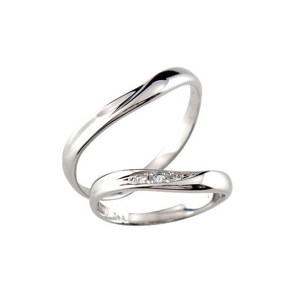ラスト一本特価 ペアリング ダイヤモンド アクアマリン ホワイトゴールドk10 マリッジリング 結婚指輪 ダイヤ ストレート カップル