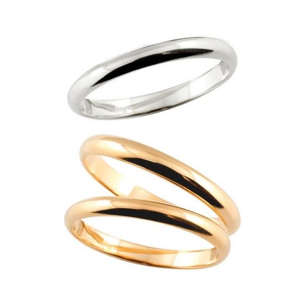 数量限定商品結婚指輪ペアリングマリッジリングピンクゴールドk18 ホワイトゴールドk18 甲丸結婚式18金ストレートトラスリングカップル3本 セット送料無料人気ブランドを