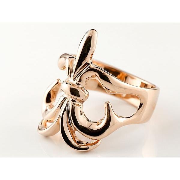 幅広 メンズ ピンクゴールドk18 男性用 送料無料 ユリの紋章 地金リング ファッション トラスト ペアリング フルール ド リス 18金 リング 女性 ペアリング 指輪 プレゼント 送料無料 g かがやきジュエリー工房アトラス