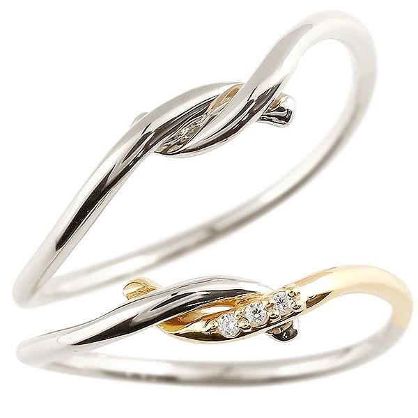 結婚指輪 安い ペアリング コンビ ペアリング プラチナ イエローゴールドk10 ダイヤモンド スイートペアリィー 結び 結婚指輪 ダイヤモンド マリッジリング リング Pt900 10金 華奢 コンビ ppyik かがやきジュエリー工房アトラス