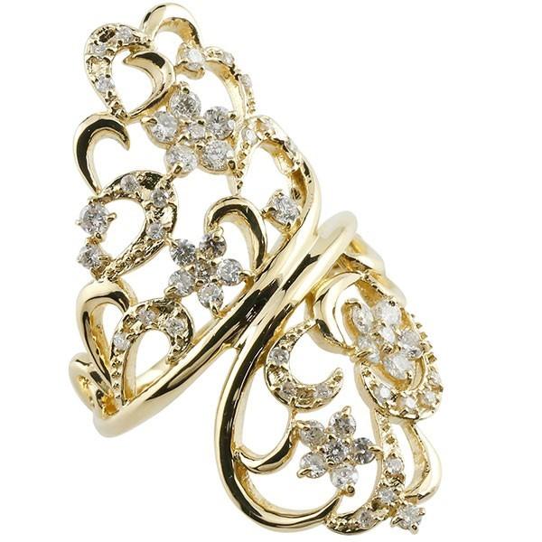 エンゲージリング フラワー ダイヤモンド リング 透かし リング イエローゴールドk18 透かし ピンキーリング 18金 送料無料 指輪 指輪 ダイヤ 送料無料 ko1ye かがやきジュエリー工房アトラス