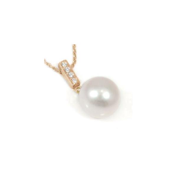 パールネックレス 真珠 フォーマル ネックレス アコヤ 本 ダイヤモンド ネックレス 一粒 ピンクゴールドK18 チェーン 18金 ダイヤ 送料無料