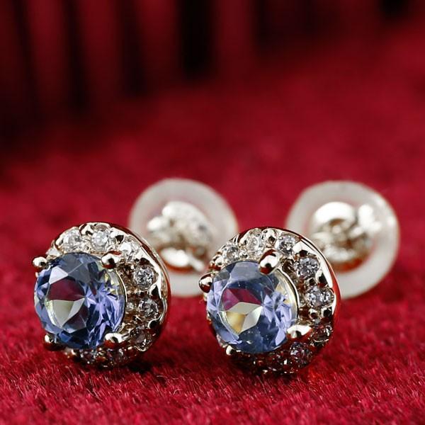 ピアス メンズ タンザナイト ダイヤモンド ピアス 大粒 取り巻き スタッドピアス ホワイトゴールドk18 12月誕生石ダイヤ 18金 男性用 宝石 送料無料 Supersport Tn