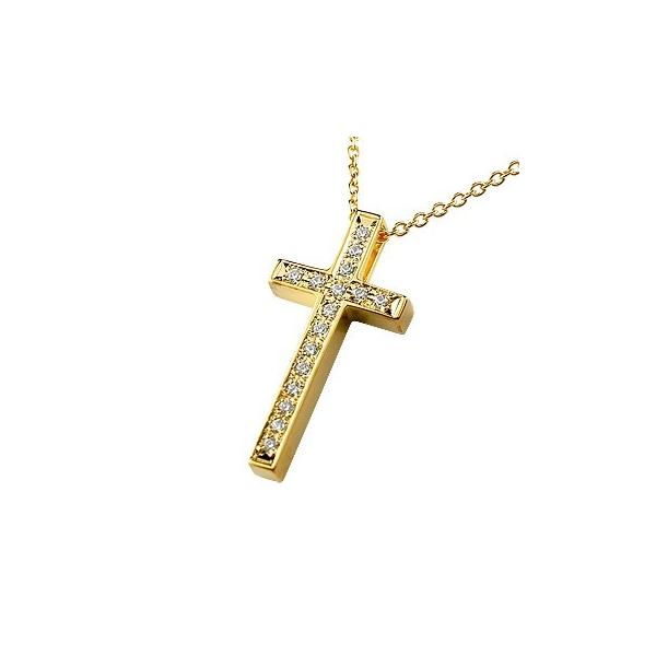 ネックレス ダイヤモンド 18金 トップ クロス ダイヤ ゴールド 18k