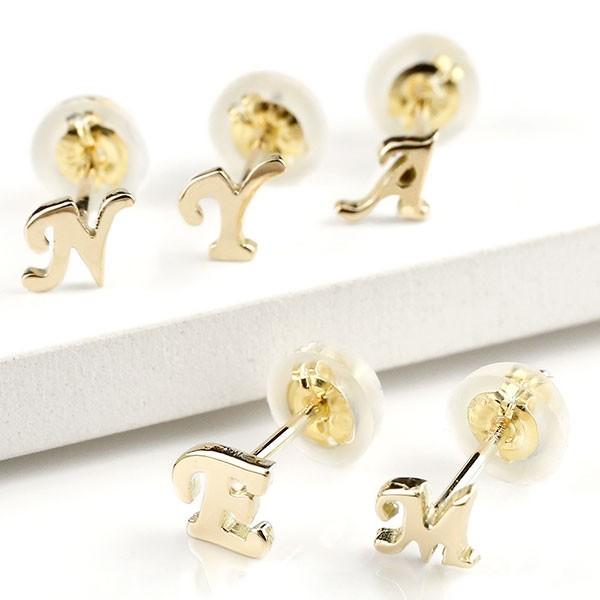 ピアス レディース イニシャル 片耳ピアス18金 選べる イエロー