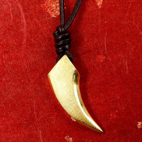 24金 ネックレス 純金 メンズ 革紐 ゴールド 24k 牙 爪 ペンダント