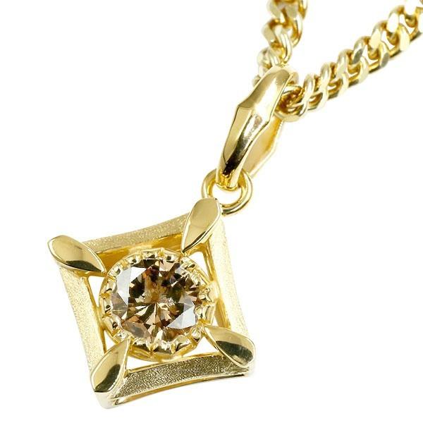 喜平 トップ 18金 ネックレス ダイヤモンド メンズ ブラウン 1.0ct