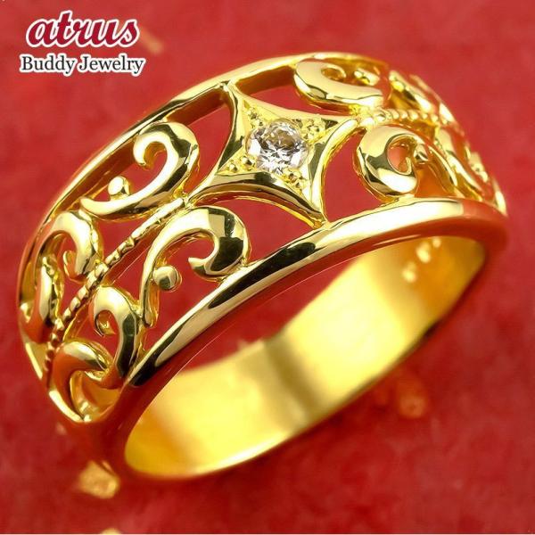 ジュエリー工房アトラス 24金 リング ダイヤモンド メンズ 太め 純金