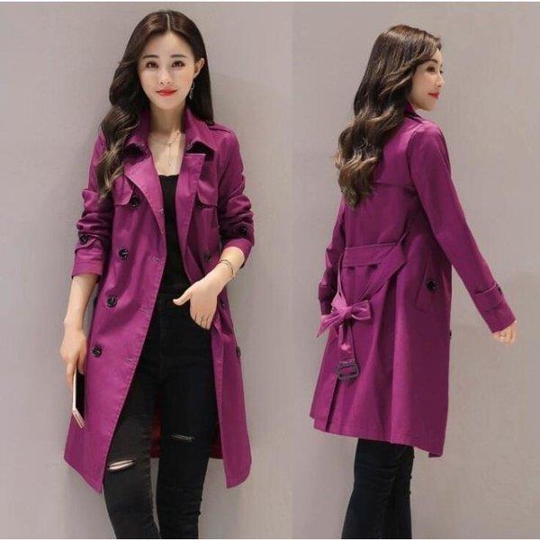 22春の新作 レディース トレンチコート スプリングコート 40代 30代 大きいサイズ 春服 春物 アウター おしゃれ ロングコート 春コート ミディア丈 膝丈 トレンチコート カラー 紫 Www Sustentec Com Br
