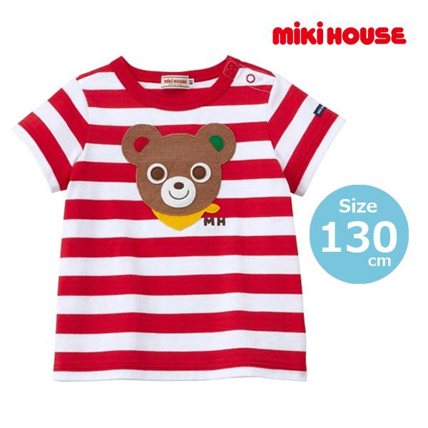 ○30％OFFセール○ミキハウス mikihouse ワッペン付きボーダー半袖T  
