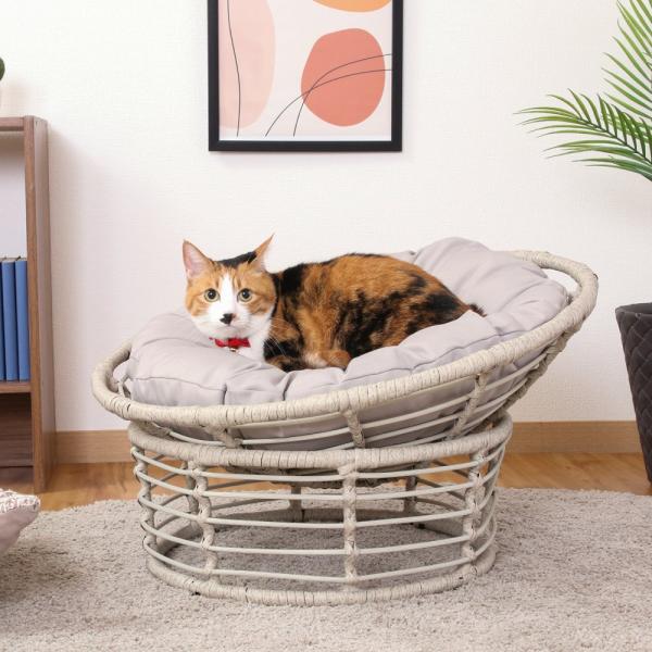 ラタン風キャットベッド ハンモック型 猫 ベッド ラタン ペットベッド ハンギングチェア ドーム型 猫