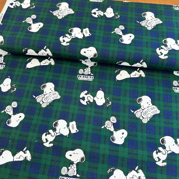キャラクターオックス生地/ スヌーピーチェック柄の生地/ベーシックな