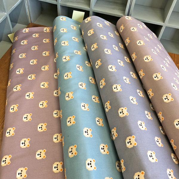 くまさんのくすみグレードット柄　入園入学3点セット ○ドット絵シリーズオックス生地/ ドット絵くまさん柄の生地/くまさん