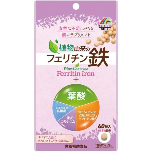 植物由来のフェリチン鉄+葉酸 18ｇ(300ｍg×60粒)（メール便対応可能：2サイズ）
