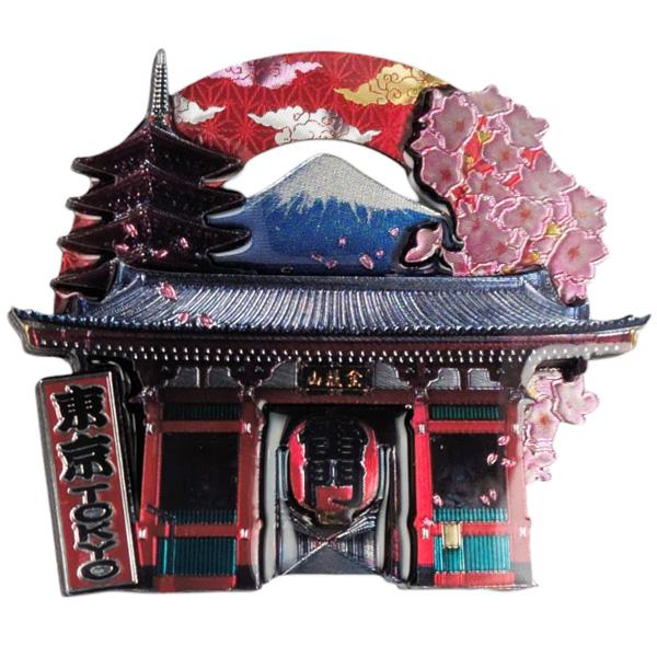 ご当地マグネット 東京4 浅草・雷門・五重塔・富士山・満開の桜（メール便対応可能：2サイズ）