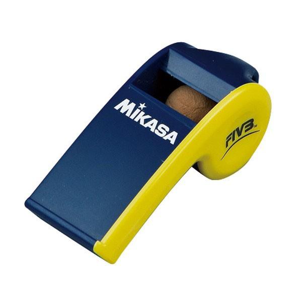 [Mikasa]ミカサバレーボール審判用ホイッスル パルマスター コルク入リタイプ ひも付(PULNBY)(00)ネイビーブルー/イエロー[取寄商品]