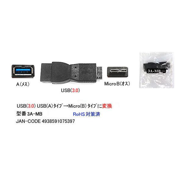【3A-MB】USB変換アダプタ　A-MicroBタイプ　USB3.0対応