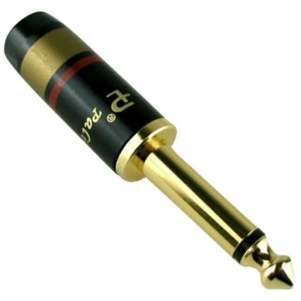 6.3mm 2極 標準プラグ フォーンプラグ フォンコネクタ 自作用 ハンダ式 金メッキ ブラック RE2 メール便送料無料