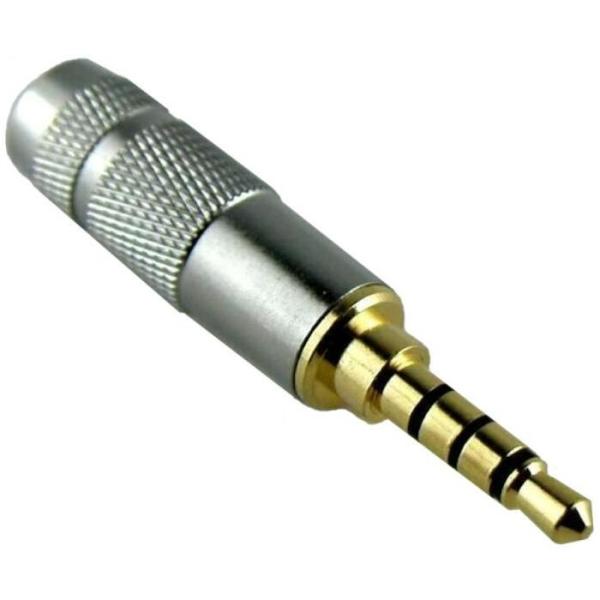ミニプラグ フォーンプラグ フォンコネクタ 3.5mm 4極  自作用 ハンダ式 金メッキ A シルバー メール便送料無料