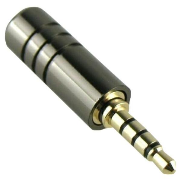 ミニプラグ フォーンプラグ フォンコネクタ 3.5mm 4極 自作用 ハンダ式 金メッキ B ガンブラック メール便送料無料