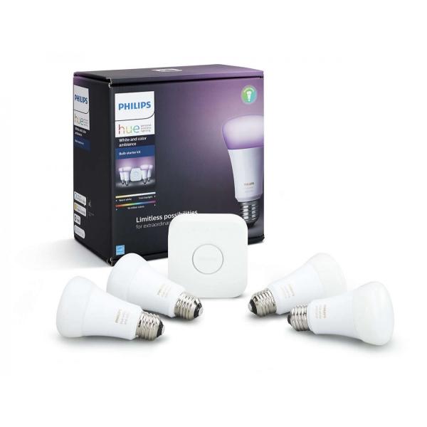 Philips �t�B���v�X Hue White and Color Ambiance A19 60W 4-Bulb �X�^�[�^�[�L�b�g�b���A���i�b471960