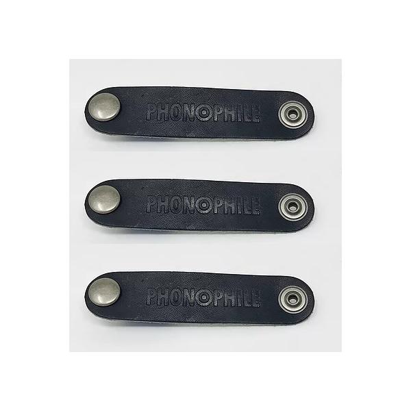 PHONOPHILE　PP-A05　コード巻き取りホルダーロング（3個入り）　PPA05　国産栃木レザー（牛革）
