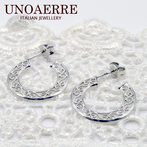 UNOAERRE ウノアエレ K18WGホワイトゴールド フープピアス #2526 