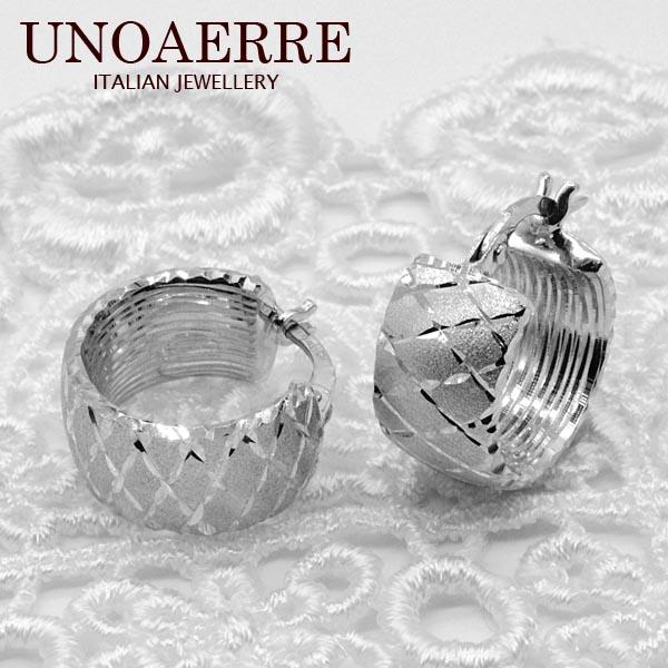 UNOAERRE K18WG フープピアス シルバー UNOAERRE K18WG フープピアス シルバー