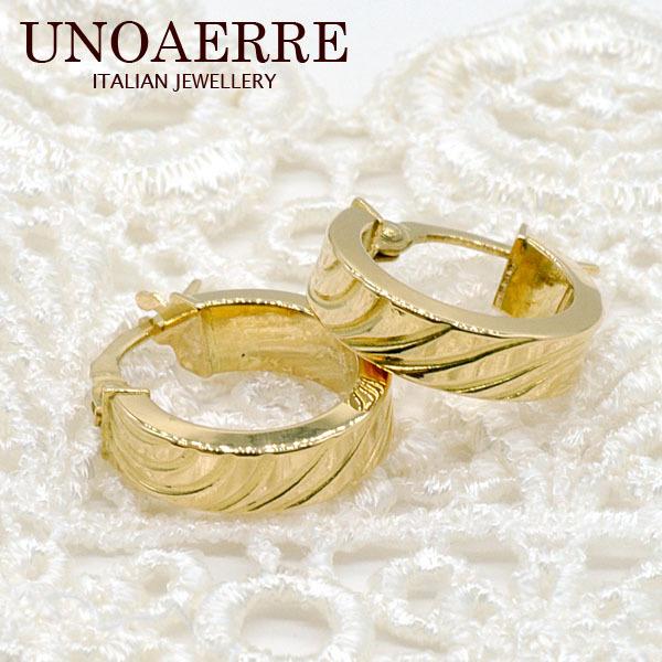 ウノアエレ UNOAERRE K18YGイエローゴールド フープピアス #2532 