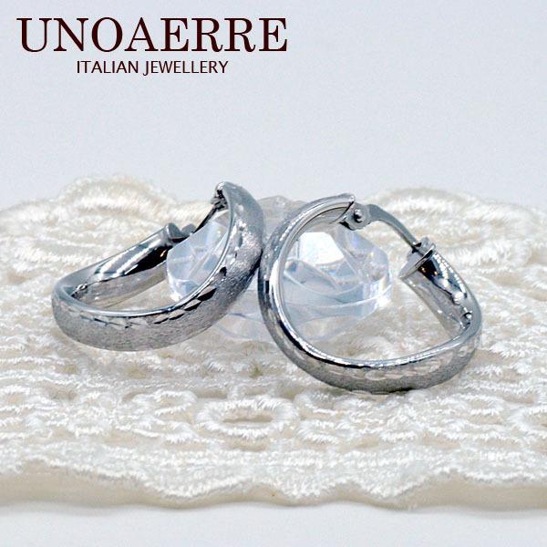 UNOAERRE ウノアエレ K18WGホワイトゴールド フープピアス #2537
